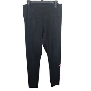 PINK Victoria's Secret Black High Waist Leggings Pink Script Logo XL